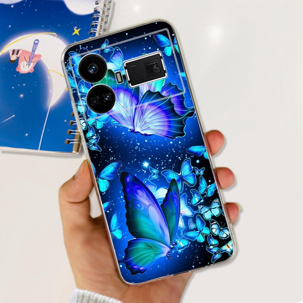 For Realme GT5 Case Clear Silicone Soft TPU Cover For OPPO Realme GT 5 RealmeGT5 Cases Flower Marble Jelly Bumper Coques