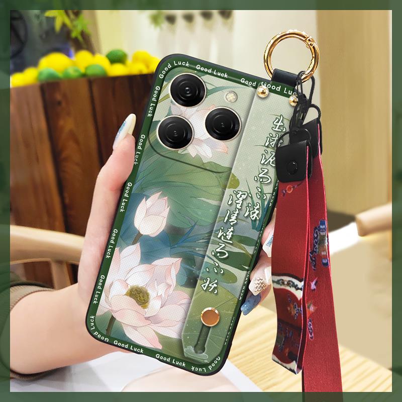 Durable Back Cover Phone Case For Tecno Spark20 Pro/KJ6 Shockproof Waterproof Fashion Ring Phone Holder Chinese style