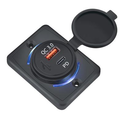 Автомобильное зарядное устройство QC3.0 + 18 Вт USB, быстрая зарядка QC 3,0 3,1A PD, панель адаптера для зарядки мобильного телефона для авто, лодки, автобуса, мотоцикла, автофургона