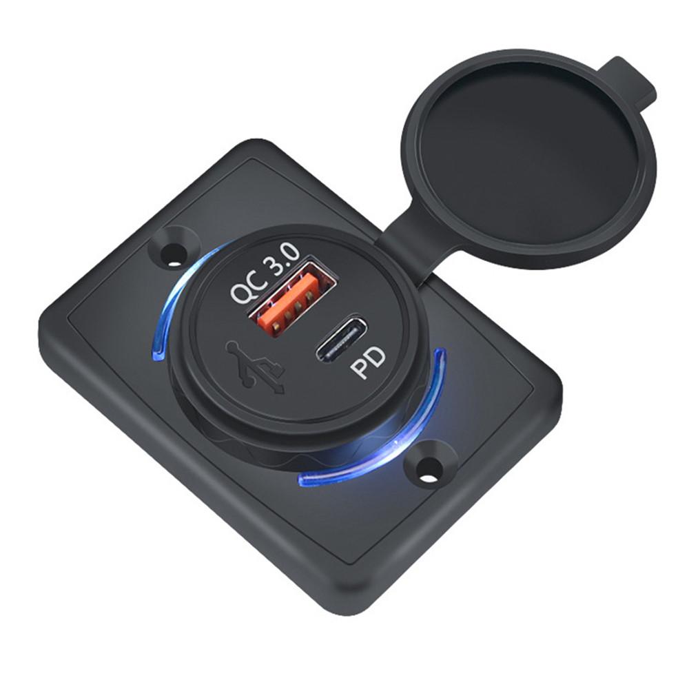 Автомобильное зарядное устройство QC3.0 + 18 Вт USB, быстрая зарядка QC 3,0 3,1A PD, панель адаптера для зарядки мобильного телефона для авто, лодки, автобуса, мотоцикла, автофургона