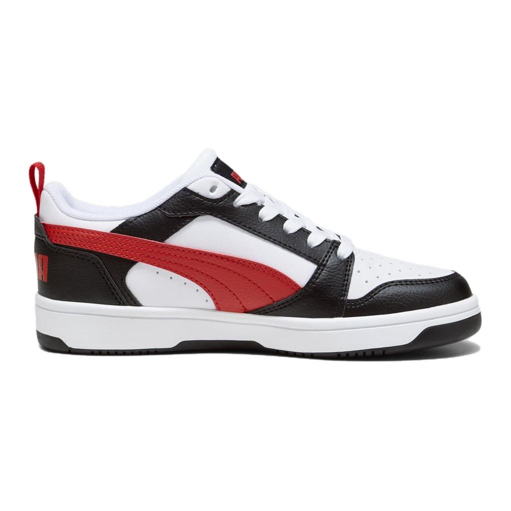 Puma Rebound V6 Lo Kids Skate Shoes Kids Sneakers Black White Red 393833-04