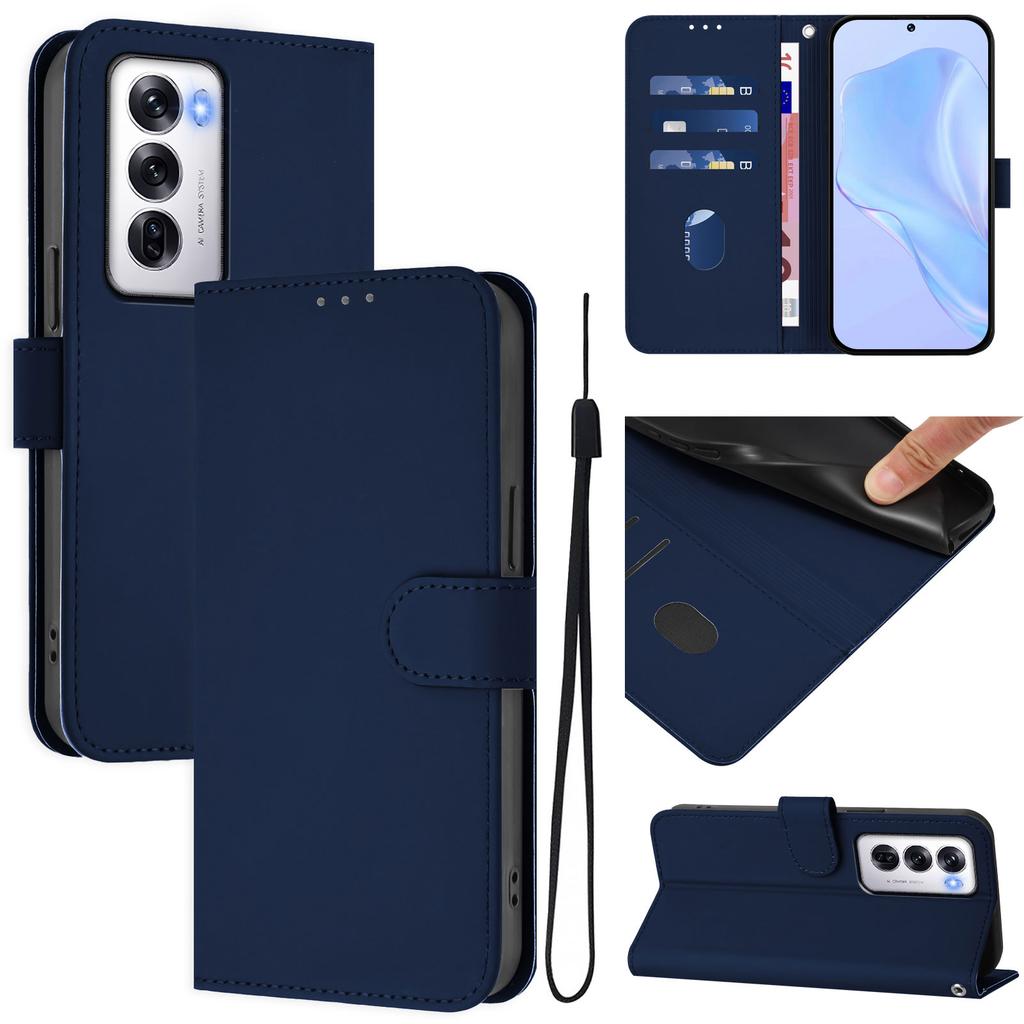 Luxury Solid Color Flip Leather Wallet Phone Case with Card Slot Stand for OPPO Reno 12 Pro 12FS 12F 11F 11 9 Pro