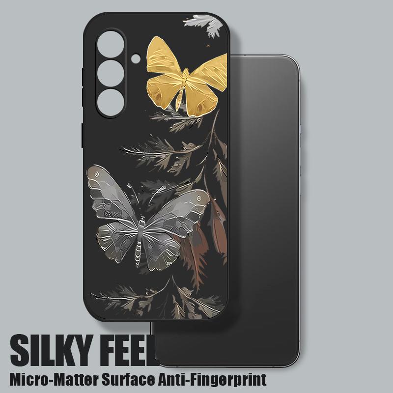 Чехол с гальваническим покрытием и рисунком золотой бабочки для Samsung Galaxy A56 A17 A26 A16 A36 A55 A54 A53 A15 S24 S25 FE S25 S22 S23 Ultra Plus со шнурком, мягкий чехол