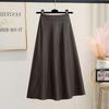 Шикарная миди-юбка А-силуэта из искусственной кожи для женщин - Коллекция весна-осень 2023 в корейском стиле