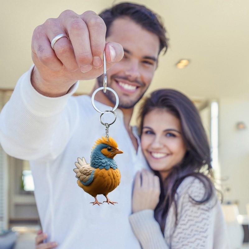 Chicken Rooster Key Chains Ring Keychains Animal Jewelry for Women Girls Bag Car Pendant Gifts