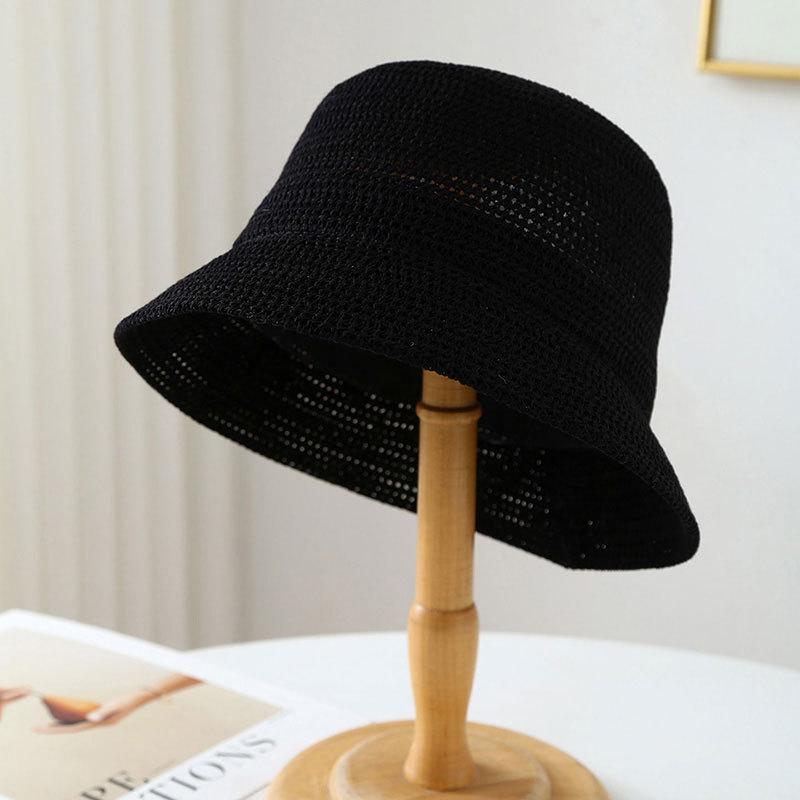 Женская летняя шляпа-ведро от солнца для путешествий, дышащая прохладная шляпа с круглой тульей, корейский стиль, короткие поля, элегантная модная шляпа-рыбака