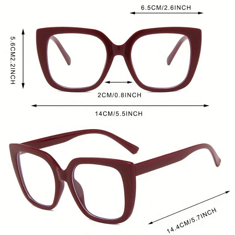 1pc Vintage-Inspired Burgundy Square Frame Glasses for Women Oversized Eyeglasses Perfect for Daily Wear Everyday Glasses