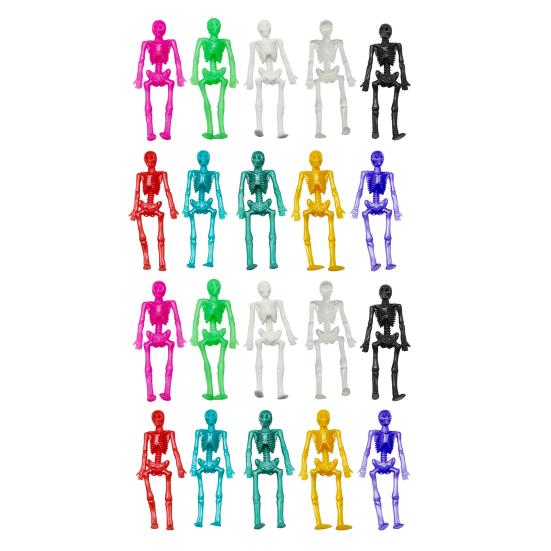 10/20/30Pcs Halloween Skeleton Stretch Toy Anxiety Stress Relief Portable Soft TPR High Elastic Colorful Skeleton Toy Party Favors Supplies