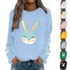 Women's Fashion Casual Easter Bunny Print Casual Long Sleeve Round Neck Sweatshirt Top