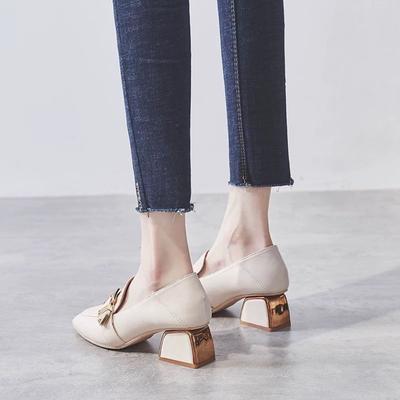 Четырехсезонные туфли на высоком каблуке с лоферами в британском стиле для женщин