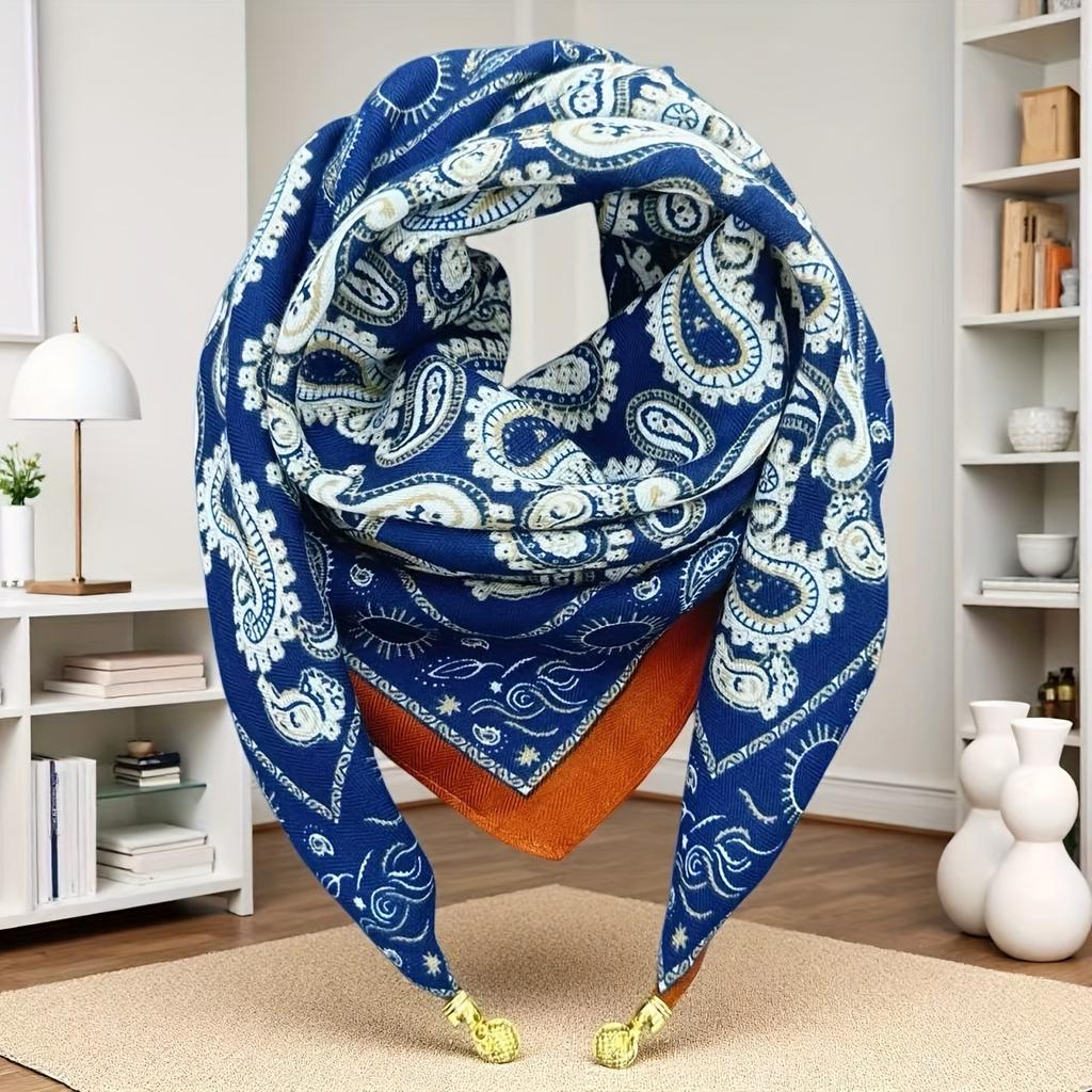 Magnetic Buckle Square Scarf Triangle Scarf for Spring Autumn Winter Neck Protection Warm Scarf