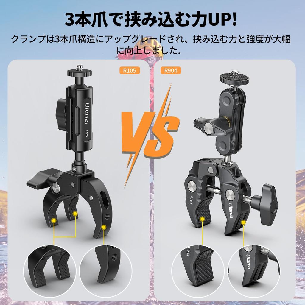 Ulanzi R105 Super Clamp New Model Rotating Metal Camera Mount Integrated Camera Gripper Holder Screw Clip Mount GoPro Accessory Action Camera Mount