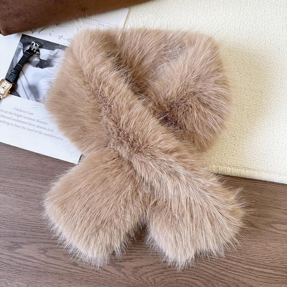 Warm Imitation Fur Rabbit Scarf Thickened Cross Neck Scarf Kawaii Cross Scarf Women Girl