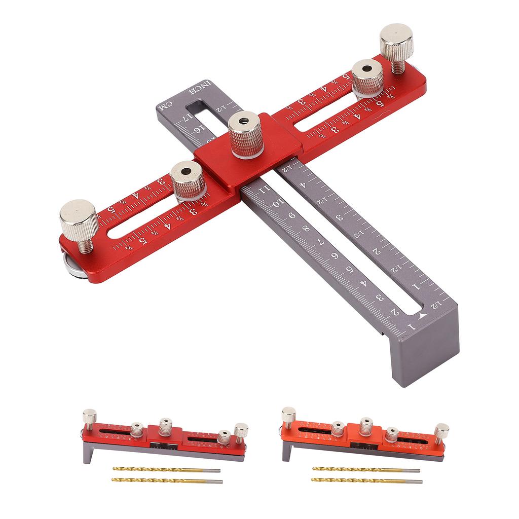 Локатор для установки дюбелей на шкафы, регулируемая высота, алюминиевый сплав, отверстие для ручки шкафа с 2 дюбелями