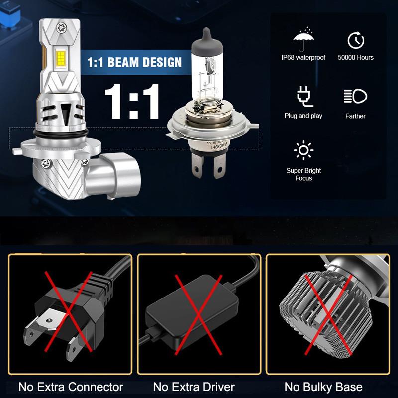 Universal 4PCS 6500K White LED Lamps 9005/HB3 + 9006/HB4 Car Light 16 LED Chips Each Bulb CSP LED Chips