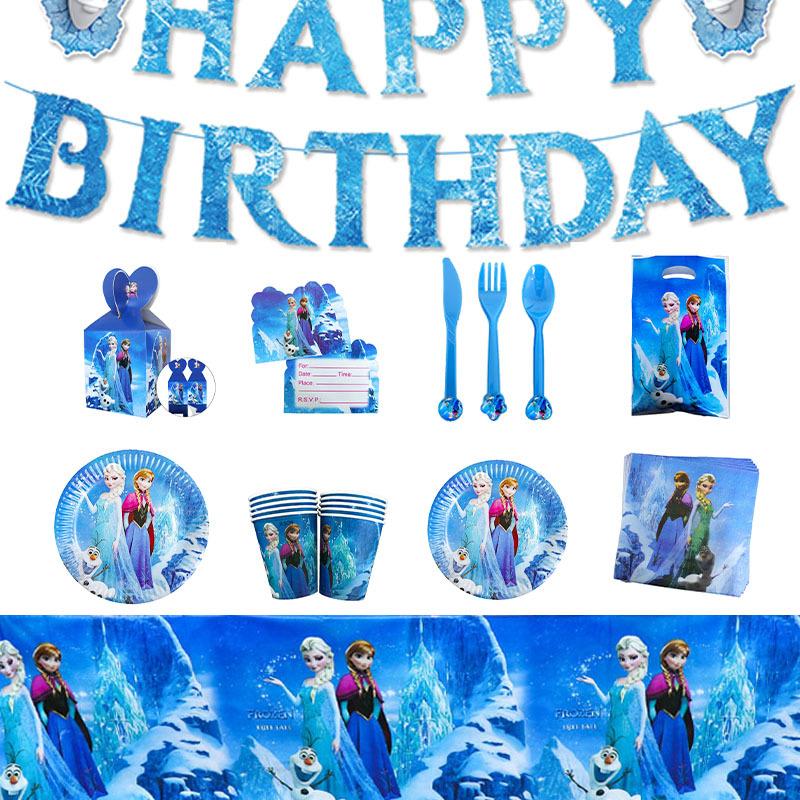 Frozen Birthday Party Supplies Disposable Cutlery Paper Plates Paper Cups Tissue Girls Birthday Party Decorations