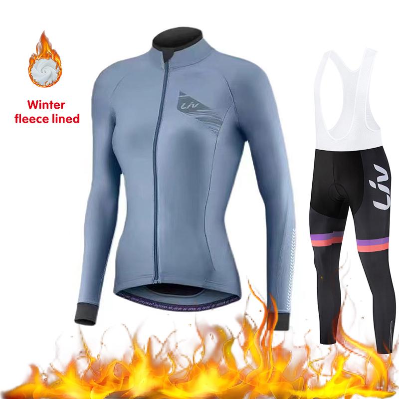 Зимний спортивный комплект для велоспорта Женская велосипедная майка Велосипедный комбинезон Теплый 2026 Бархатный теплый велосипедный костюм Комплект Ветрозащитная велосипедная куртка Велосипедные штаны