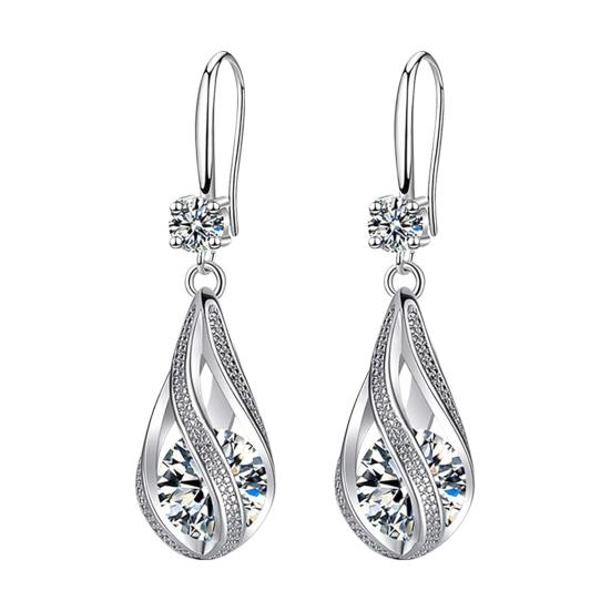 Silver Teardrop Earrings for Women Cubic Zirconia Drop Dangle Earrings Wedding Jewelry Accessory for Brides