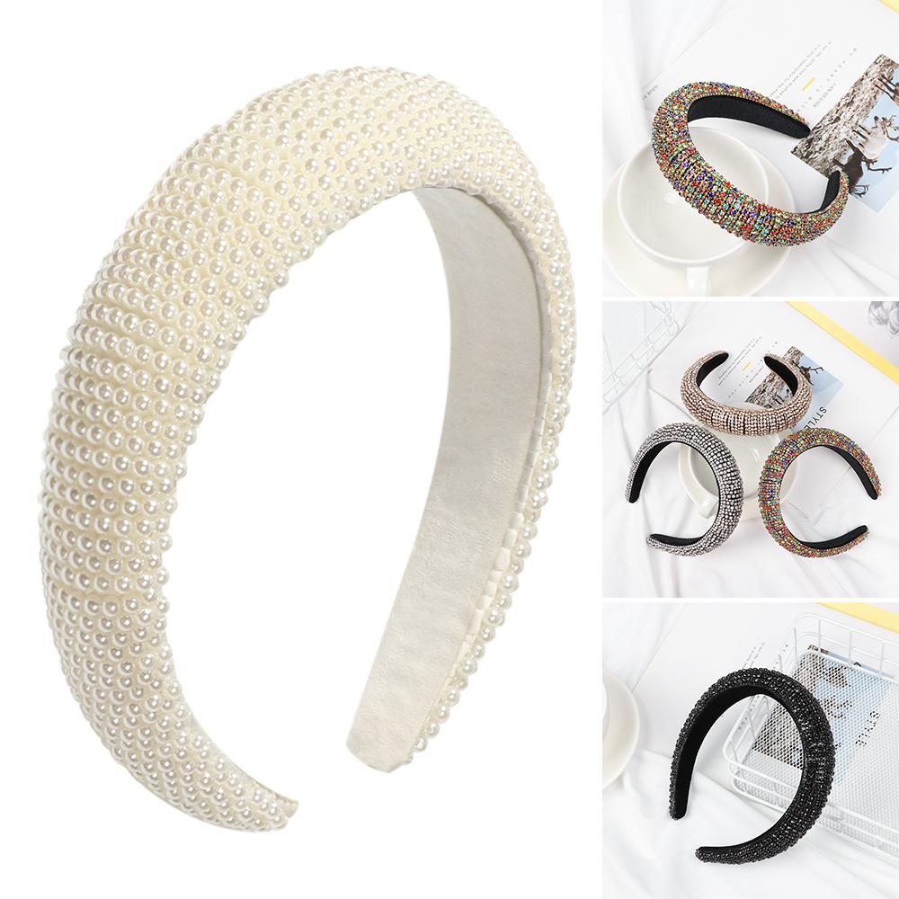 Luxury Handmade Hair Hoop Baroque Tiara Rhinestone Pearl Haiband Wedding Headdress Full Crystal