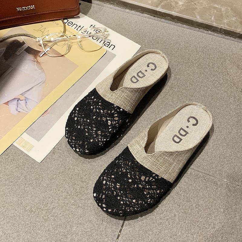 Полутапочки Baotou, летние женские рыбацкие туфли с неглубоким носком, дышащие сандалии на мягкой подошве