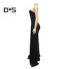 Lady Evening Dress One Shoulder Sleeveless Split Hem Solid Color Pleated Solid Color Prom Cocktail Party Maxi Dress Ball Gown