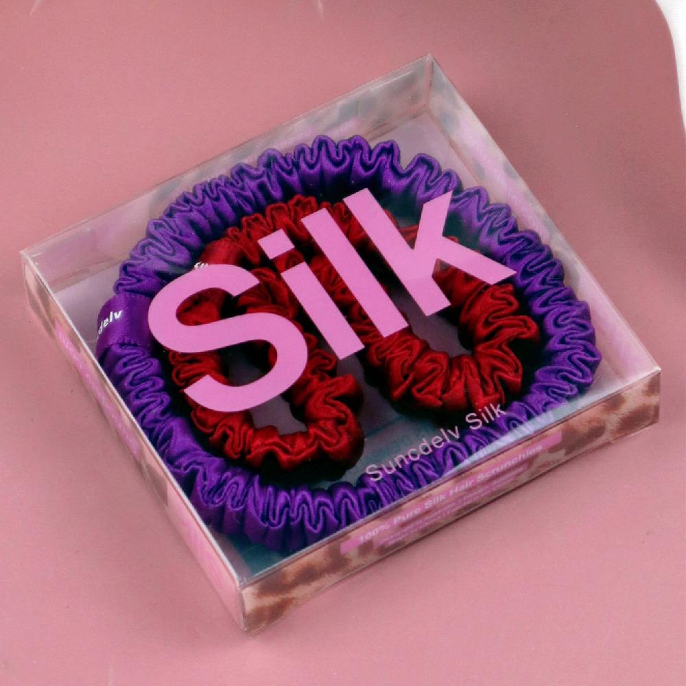 2PCS 100% Silk Hair Scrunchies For Women Girls High Quality Hair Ties HairBands Silk Suitable for Valentine's Day 22Momme Silk Hair Accessoires