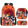 Набор из 3 предметов Рюкзак NARUTO для детей с сумкой через плечо и пеналом Легкий и прочный, Мультяшные школьные сумки для детей от 5 до 10 лет Мальчиков и Девочек