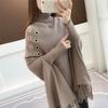 Bat Sleeve Loose Sweater Turtleneck Cloak Jacket Autumn Winter New Sweater Women's Hedging Tassel Shawl