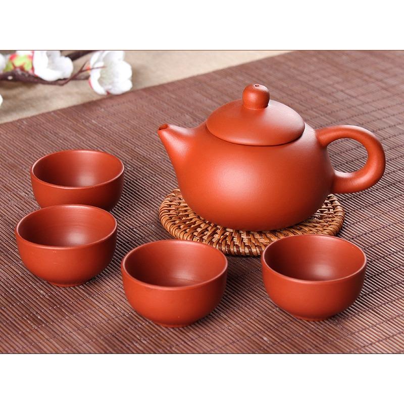 1 чайник и 4 чашки без основания Yixing Purple Sand Tea Set Travel Portable Tea Suit Китайская чайная церемония Товары Товары Chinos