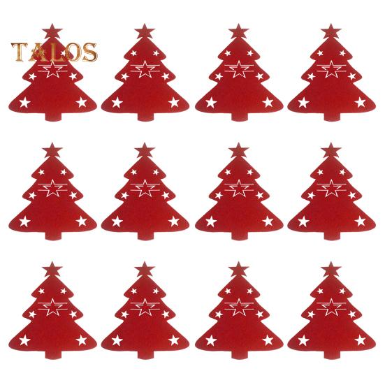 12Pcs Christmas Tableware Holder Flatware Bag Xmas Tree Cutlery Pockets Dinner Knife Fork Covers for Holiday Home Party Decorations