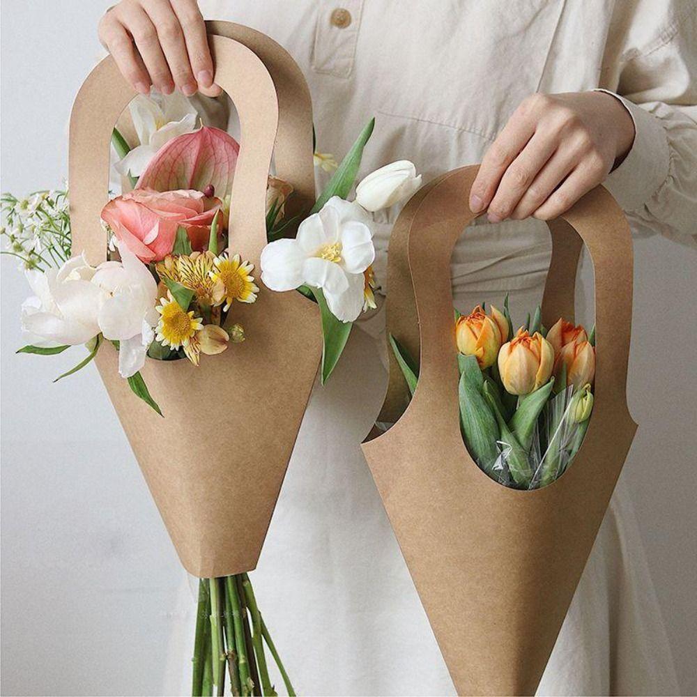 Romantic Flowers Paper Bag Simple Flower Packaging Bag Creative Flower Arrangement Bag Rose Flower