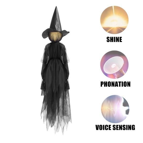 Halloween Voice Control Induction Luminous 1 People Holding Hands Witch Hen Party Backdrops Halloween Birthday Party Decoration