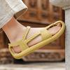 Vintage Inspired Women's Flat Sandals Solid Color EVA Material Roman Ethnic Styles for Beach and Streetwear