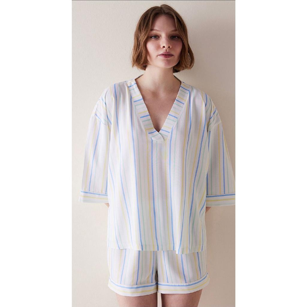 Colored Stripes Multicolored Shorts Pajama Set