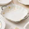 ZISIZ Gold Leaf Ceramic 14-Piece Dinnerware Set