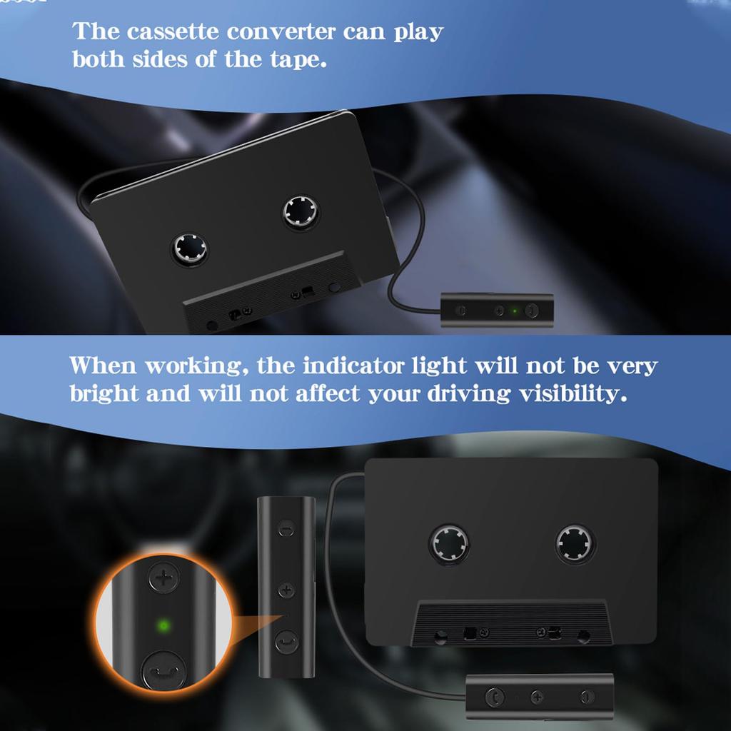 TOPINCN Bluetooth 5.0 4-канальный автомобильный кассетный конвертер, автоматическое выключение, подключи и играй, и воспроизводимый через USB-кабель