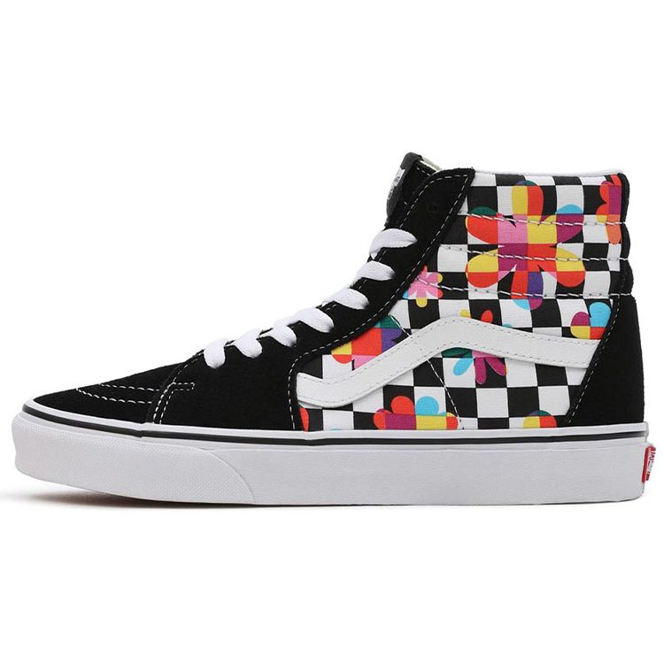 Vans Sk8 Checkerboard Colorful Floral Casual High-Top Skate Shoes Unisex Sneakers Black White VN0A7Q5NB05