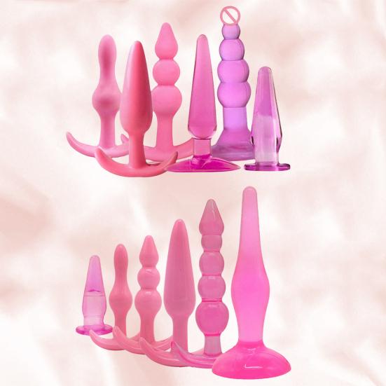 6Pcs Women Men Silicone Anal Beads Butt Plug Adult Sex Toy Prostate Massager