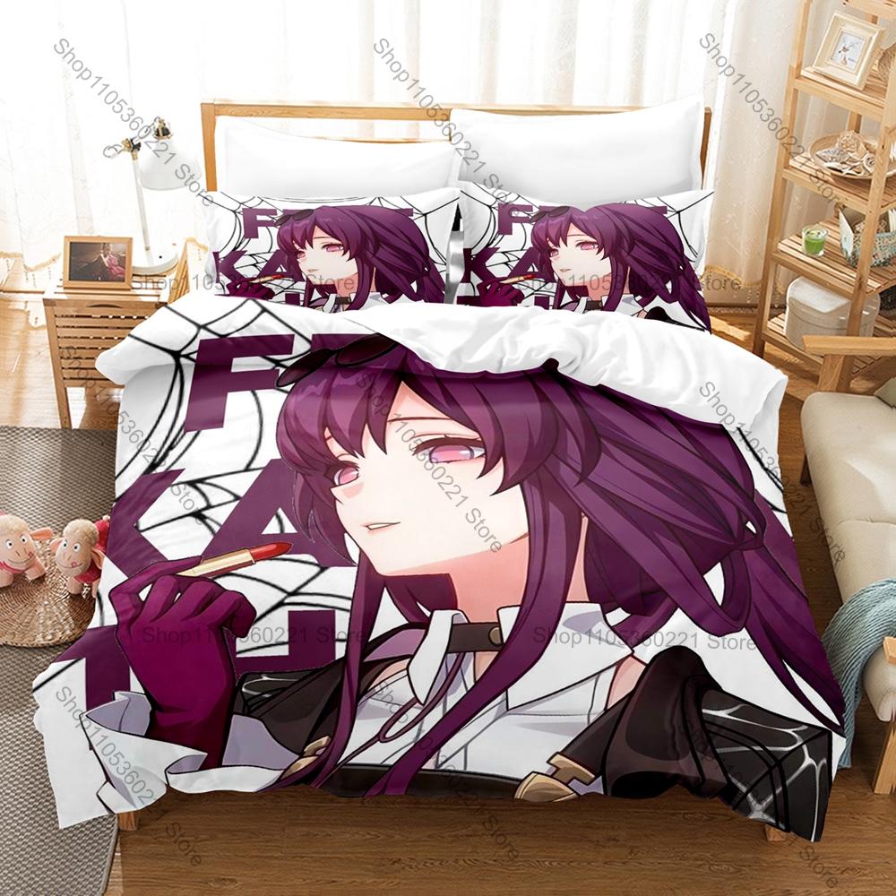 Gorgeous Kafka Blade Silver Wolf Stellaron Hunter Character Collage Poster Duvet Cover Set For HSR Game Collectors