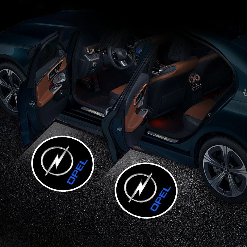 2 шт. Светодиодный логотип на дверь автомобиля, приветственный свет для Opel Corsa Insignia Vectra Zafira Meriva Mokka Grandland Vivaro Karl Rocks-e Astra New Energy