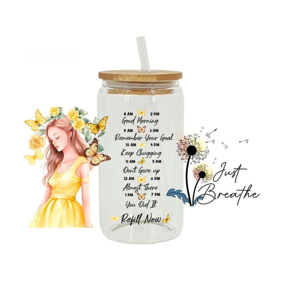 Утюг на чашку обертывания цветок мама печатные переводные наклейки на чашки УФ DTF переводная наклейка 16 унций стеклянные чашки