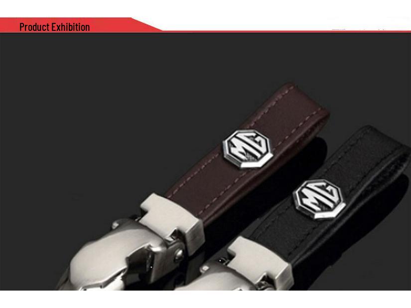 Hyundai Leather Keychain - Zinc Alloy Leopard Head Buckle