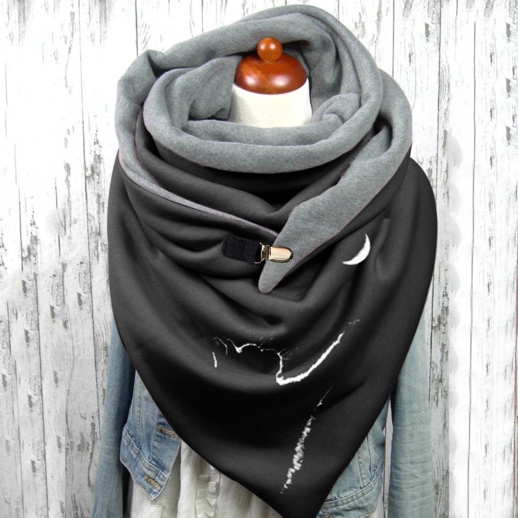 Модные зимние женские пуговицы с принтом, мягкие повседневные теплые шарфы, шали