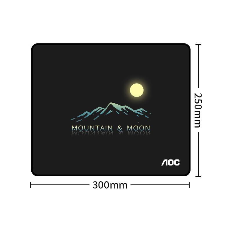 AOC Gaming And Office Mouse Pad, Medium Size, 300*250*3mm, for Office Keyboard, Computer Desk Pad, M101/93, Mountain And Moon Black