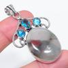 Natural Bloodstone, Topaz 925 Sterling Silver Jewelry Pendant 2.32" R5J24