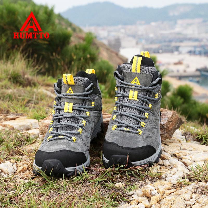 HUMTTO Waterproof Hiking Boots Men Breathable Leather Trekking Shoes Winter High-top Outdoor Fashion Sneakers for Mens