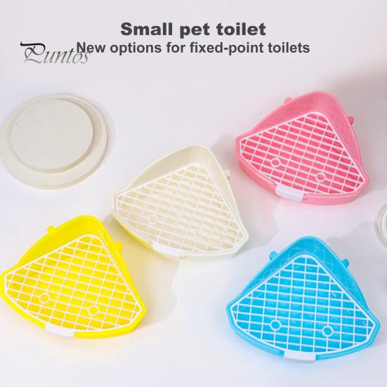 Small Pet Toilet High Fence Detachable Hollow Platform Easy Cleaning Rabbit Litter Pan Animal Potty Trainer Bunnies Corner Toilet Box Ferret Hamster