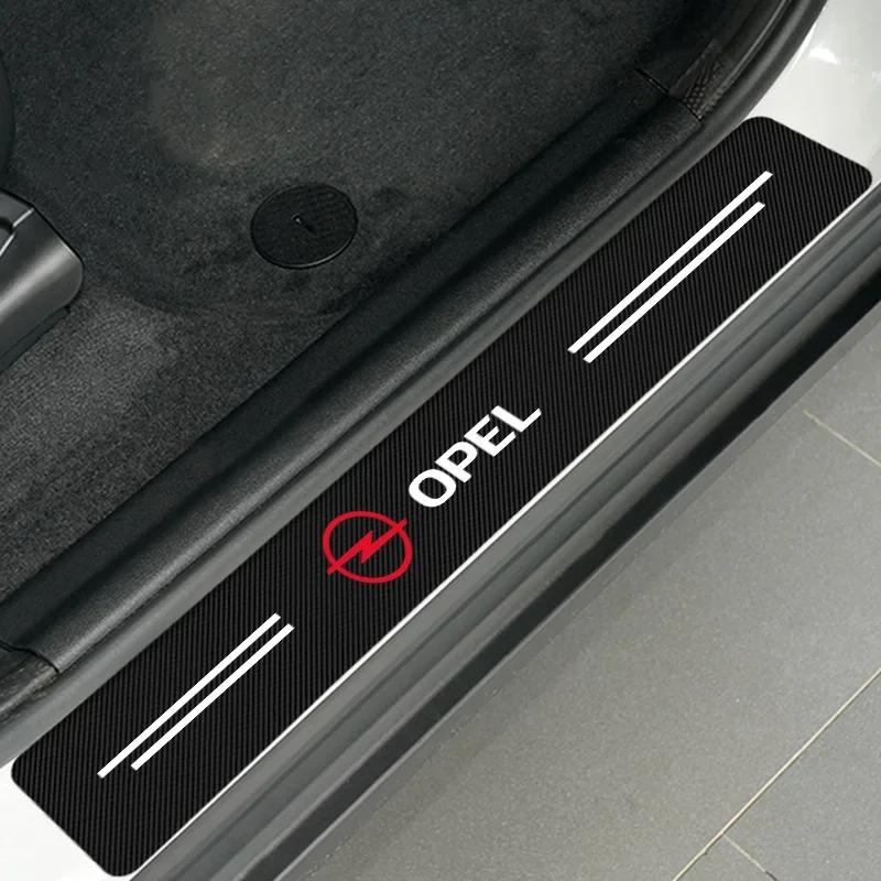 4pc Carbon fiber threshold sticker for cars Pedal protection sticker For Opel Astra j Insignia Astra g Corsa Mokka Vivaro Meriva NE9