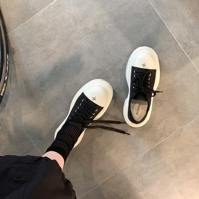 Виноградная мать та же платформа smfk крест цветок парусиновые туфли большая круглая голова увеличение роста маленькие белые туфли женские дикие дерби