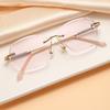 Frameless Point Drill Reading Glasses Women'S Light High-End Anti-Blue Reading Glasses